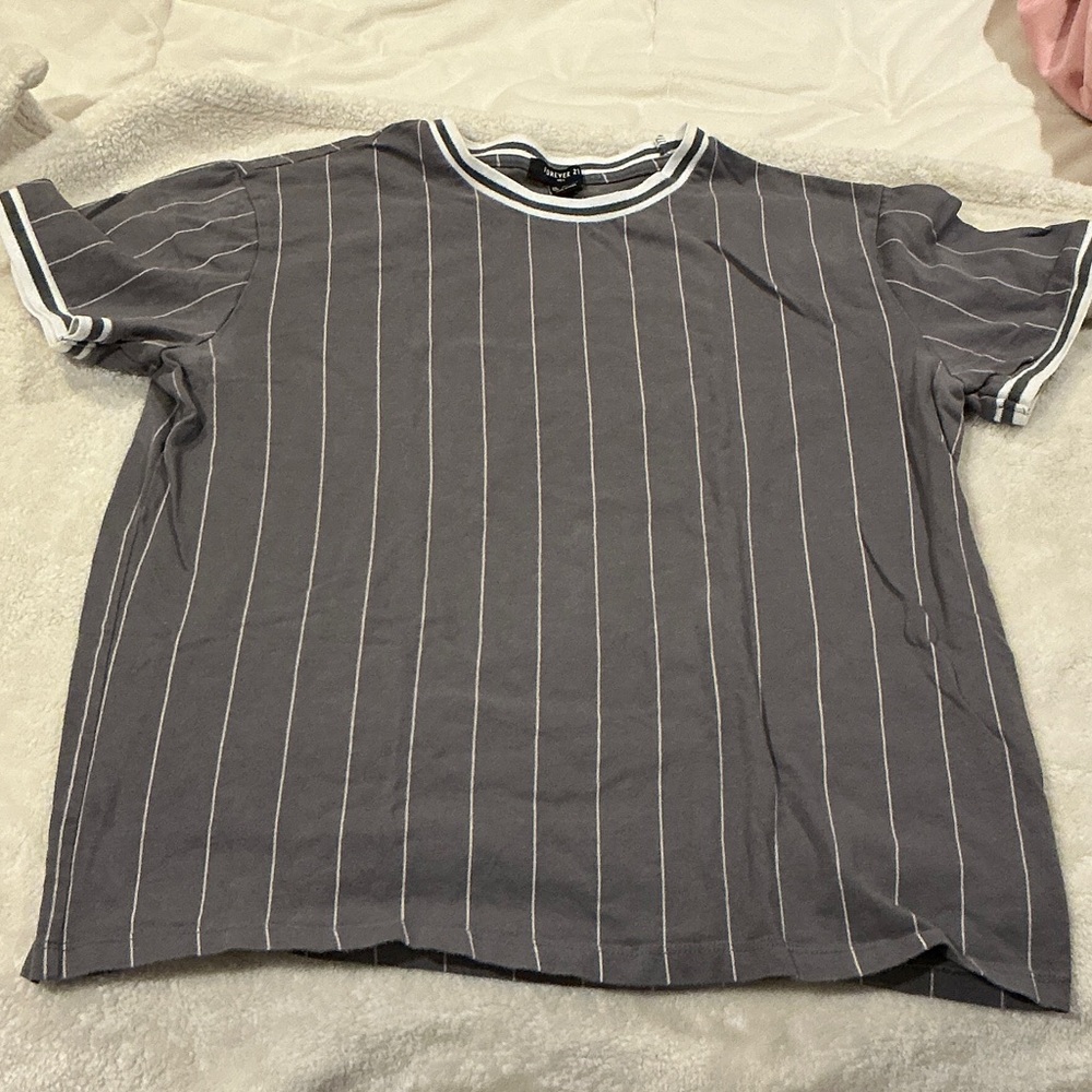 Forever 21 Charcoal Striped Tee